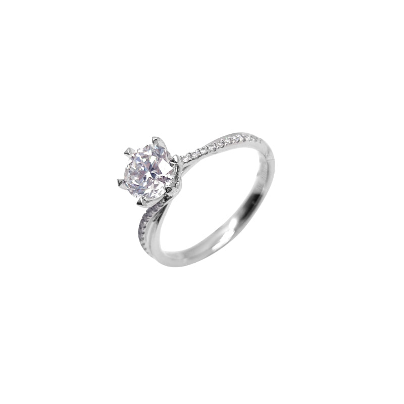 Anillo tradicional con diamante redondo (1.106 ct)