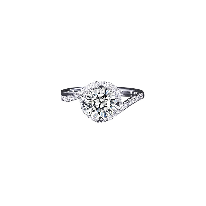 Anillo aureola con diamante redondo (0.653 ct)