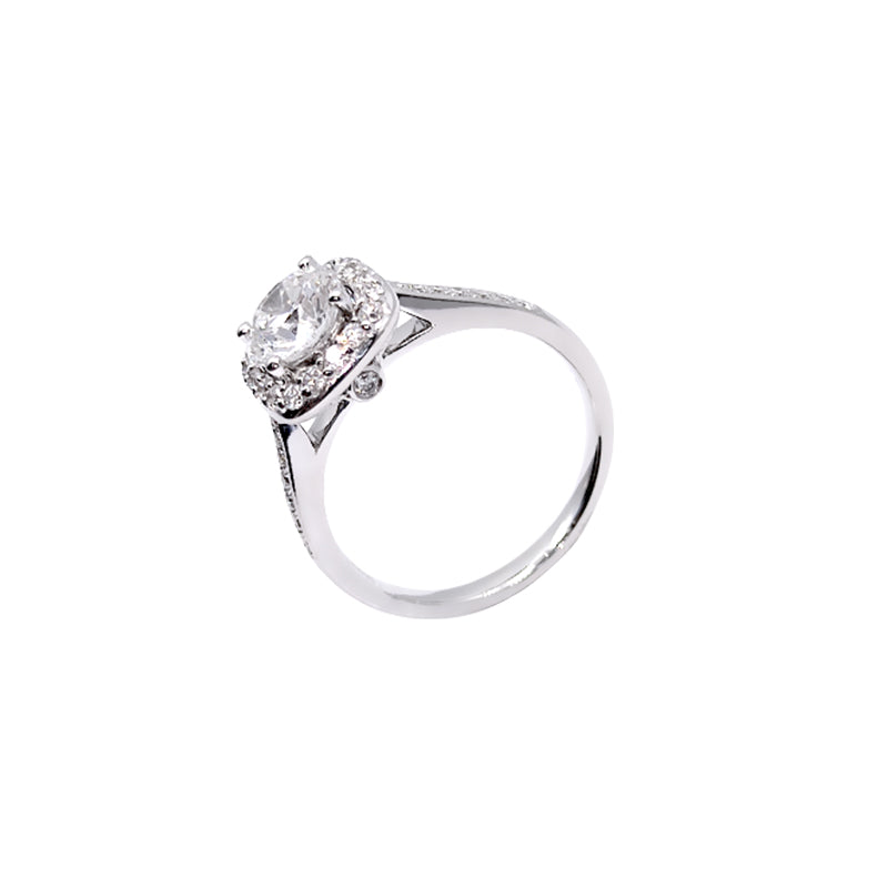 Anillo aureola con diamante redondo (1.429 ct)