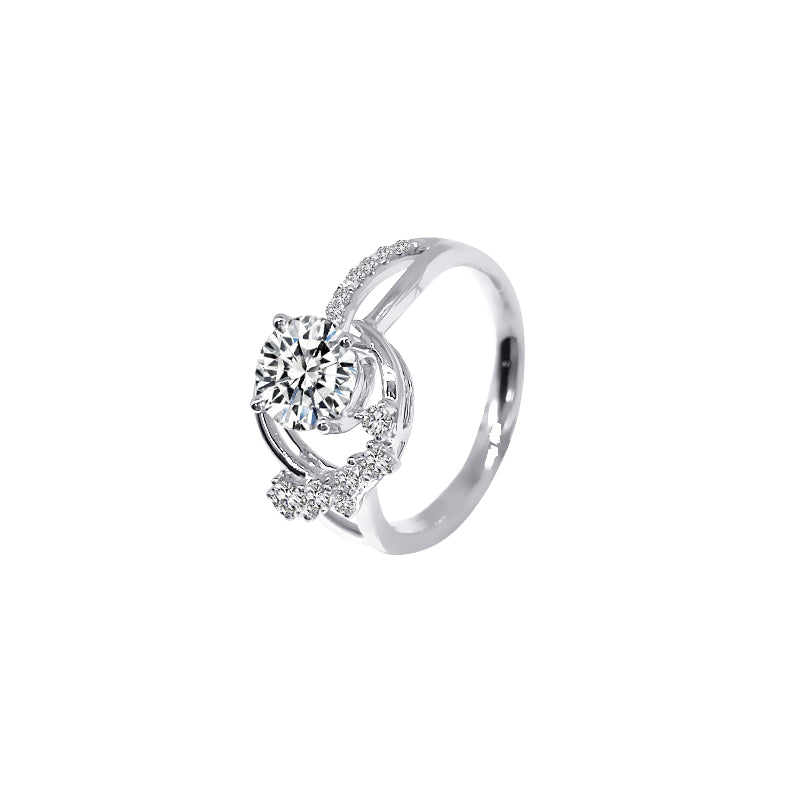 Anillo estilizado con diamante redondo (0.628 ct- 1.292 ct)