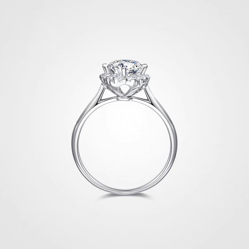 Anillo aureola con diamante redondo (0.513 ct)