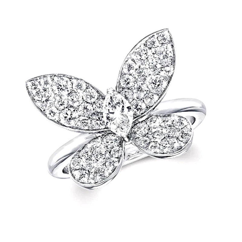 Anillo mariposa con diamante corte marquesa (1.148 ct)