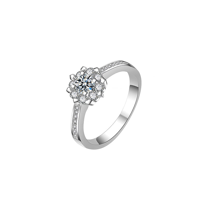 Anillo aureola con diamante redondo (0.962 ct- 1.769 ct)
