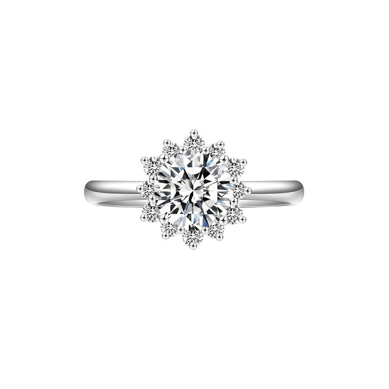 Anillo aureola con diamante redondo (0.64 ct- 1.365 ct)