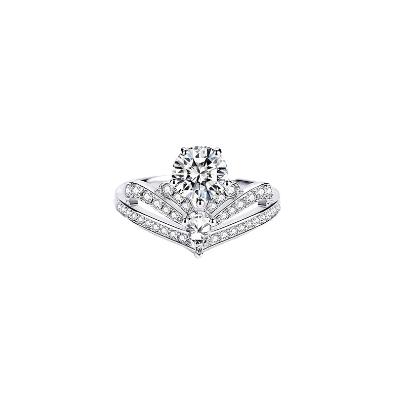 Anillo estilizado con diamante redondo (1.652 ct- 1.722 ct)