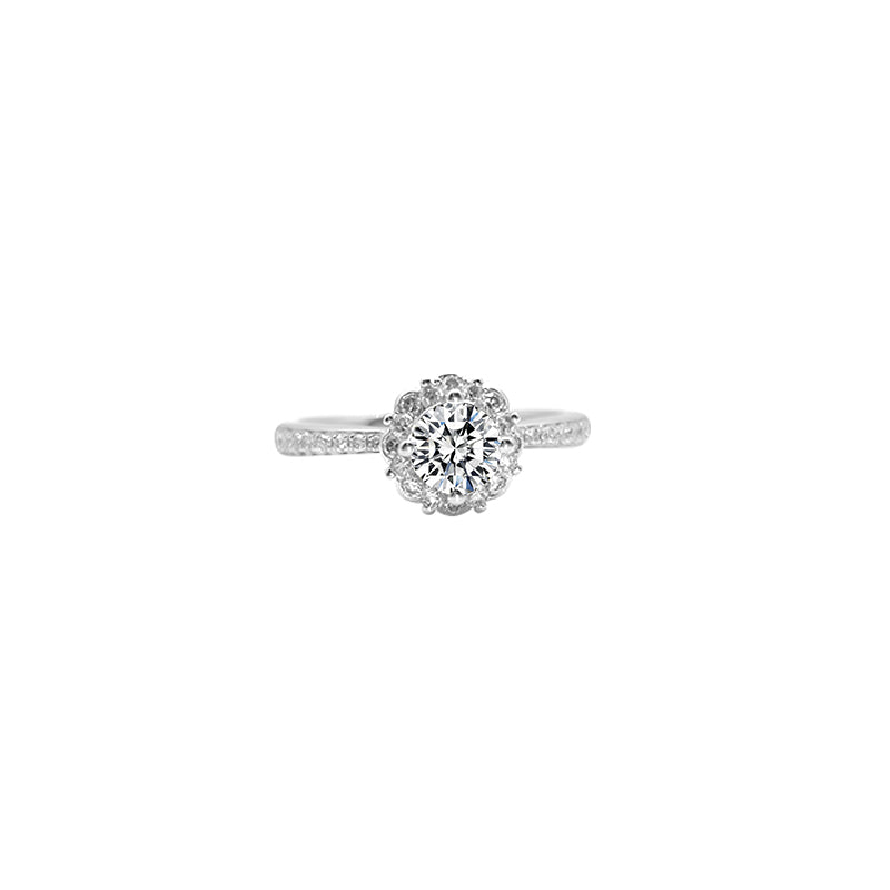 Anillo aureola con diamante redondo (0.804 ct- 1.553 ct)