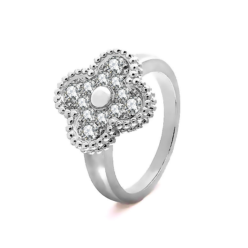 Anillo flor con diamantes redondos (0.415 ct)