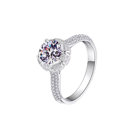 Anillo aureola con diamante redondo(0.887 ct)