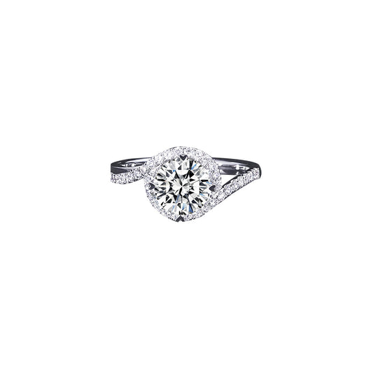 Anillo aureola  con diamante redondo (0.653 ct)