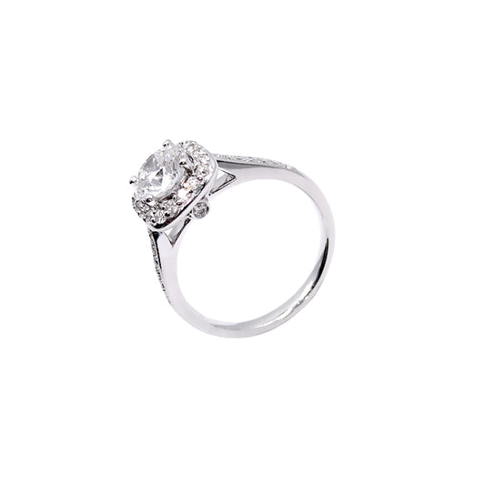 Anillo aureola con diamante redondo (1.429 ct)