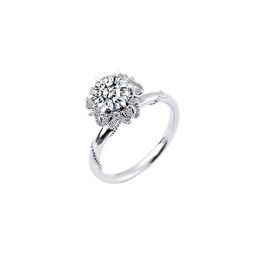 Anillo aureola con diamante redondo (0.587 ct- 1.134 ct)