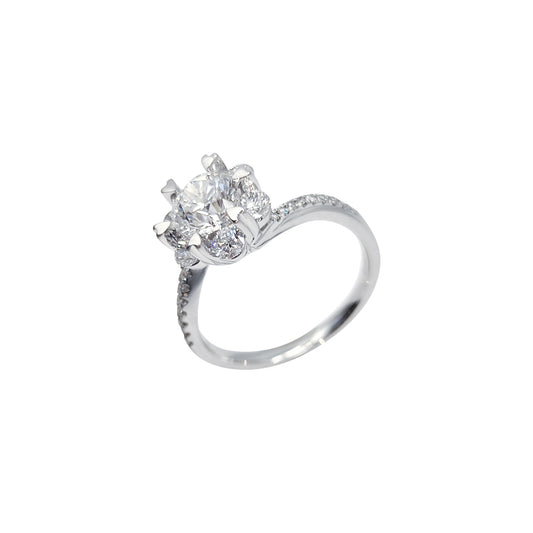 Anillo aureola con diamante redondo (0.982 ct- 1.648 ct)