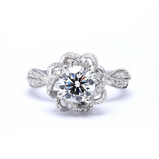 Anillo estilizado con diamante redondo (1.719 ct- 1.814 ct)