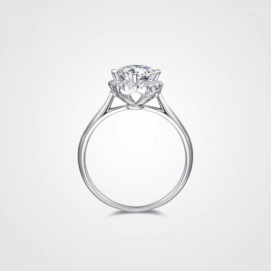 Anillo aureola con diamante redondo (0.513 ct)