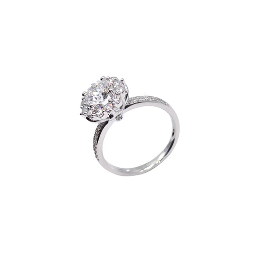 Anillo aureola con diamante redondo (1.578 ct)