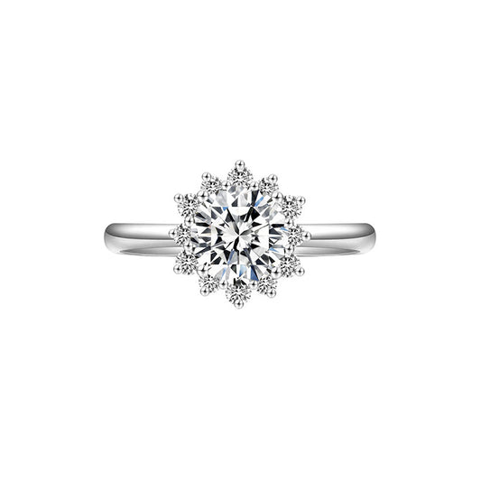 Anillo aureola con diamante redondo (0.64 ct- 1.365 ct)