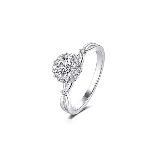 Anillo aureola con diamante redondo (0.686 ct- 1.24 ct)